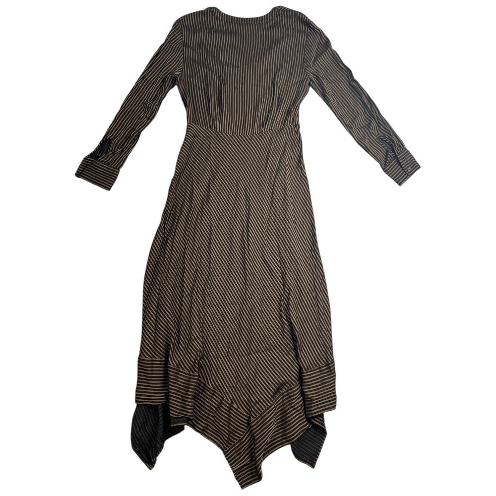 & Other Stories Paris Atelier Striped V Neck Long Sleeve Dress Asymmetrical - 8 - Picture 3 of 7